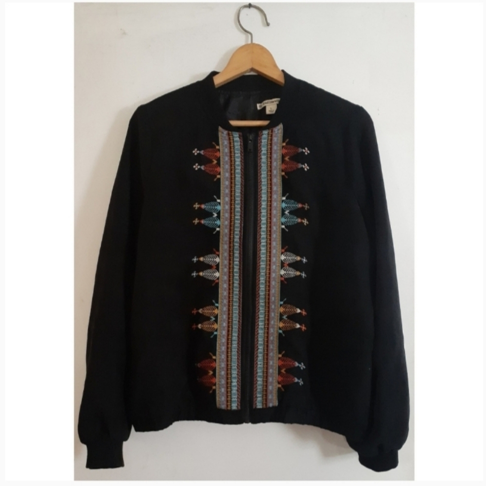 |Ruff Hewn Aztec Bomber Faux Suade Jacket|